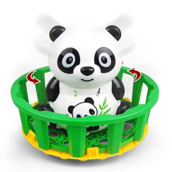 Elektrisk Roterende Panda i kurv med LED Projektion Musik Uddannelse Børne Legetøj