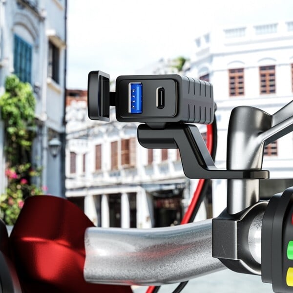 3.1A/4.8A TYPE-C moottoripyörä USB laturi SAE USB C-tyypin volttimittari ON/Ooff kytkin