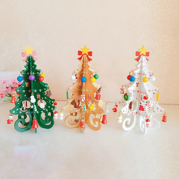 Kreativ Gør-det-selv Træ Jule Træ Vindue Butik Indkøbscenter Desktop Display Rekvisitter Ornament