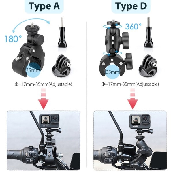Moottoripyörän lisälaitteet pidin ohjaustanko peili kiinnike pyörä teline DJI OSMO insta360 toiminta kameralle
