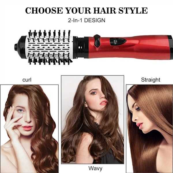 2 Utbytbart Huvud 360 Roterande AirFlow Varm Air Brush Hår Rightener Curler Järn Volumizer Blowers Elektrisk Hår Torktumlare Kam