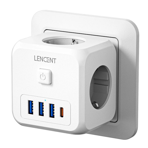 Seinä pistorasia laajennus 3 AC pistorasiaa 3 USB porttia ja 1 tyyppi C 7-in-1 EU pistoke laturi