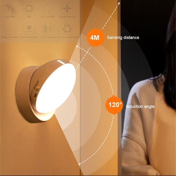 Bevegelse Sensor LED Natt Lys Vegg Lamper Oppladbare  Under skap Lys