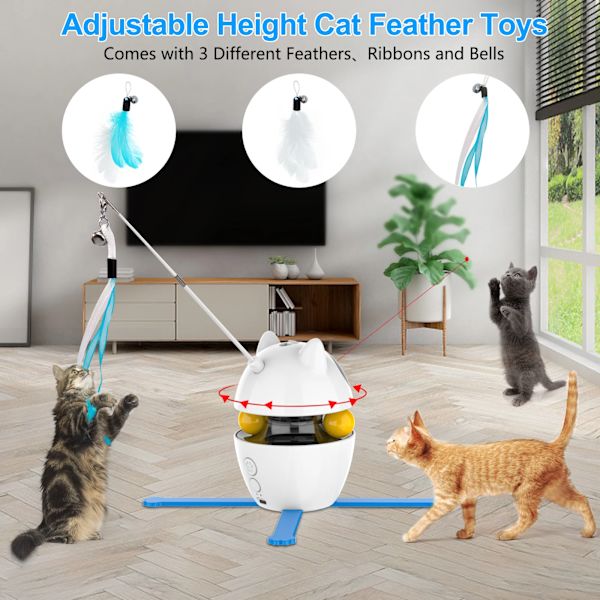 4-i-1 Cat Leksaker Inomhus Elektrisk Interaktiva Leksaker med Ball och Fjäder Automatisk Chasing Träning Laser Toy USB Uppladdningsbar
