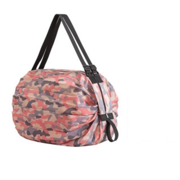 Gjenbrukbar foldbar shoppingpose rosa vanntett oxford klut reise strand bag