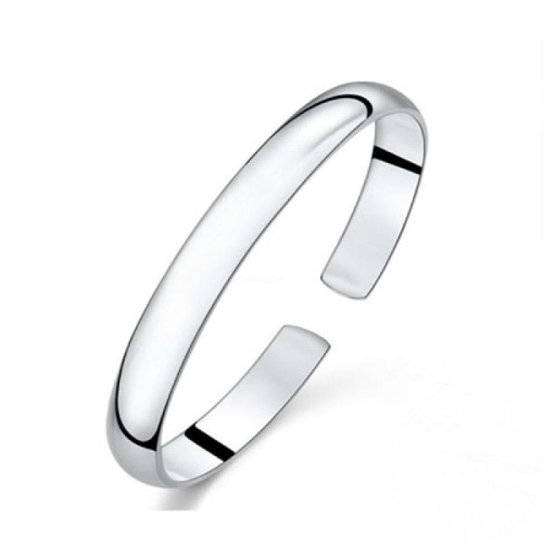 999 Sterling Silver Mode Kvinna Manschett Armband Polering Retro Kedja Bangle