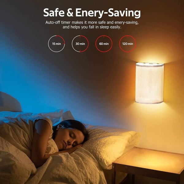 RGBW trådlös vägg lampa med tyg lampskärm fjärrkontroll dimbar timing vägg lampa