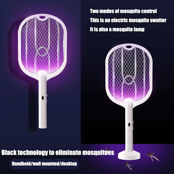 3 in 1 Elektrisk Mygga Swatter, Mosquito Killer Lampa med TYPE-C laddning