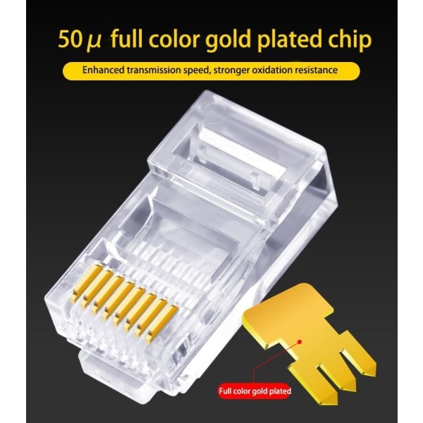 50 PC RJ45 liitin Cat6 liitin verkko suojaamaton RJ45 rei'itetty kristalli pää verkko kaapeli