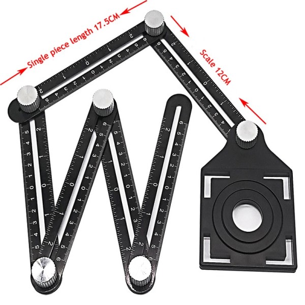 Konstruktion Værktøj Multi Angle Måle Lineal Aluminium Foldning Positionering Lineal