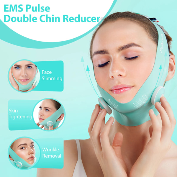 Dobbelt Hage Reducer V Face Lifting Maske med Jawline Exerciser Face Tape Massager og Soft Stof Lifting Belt