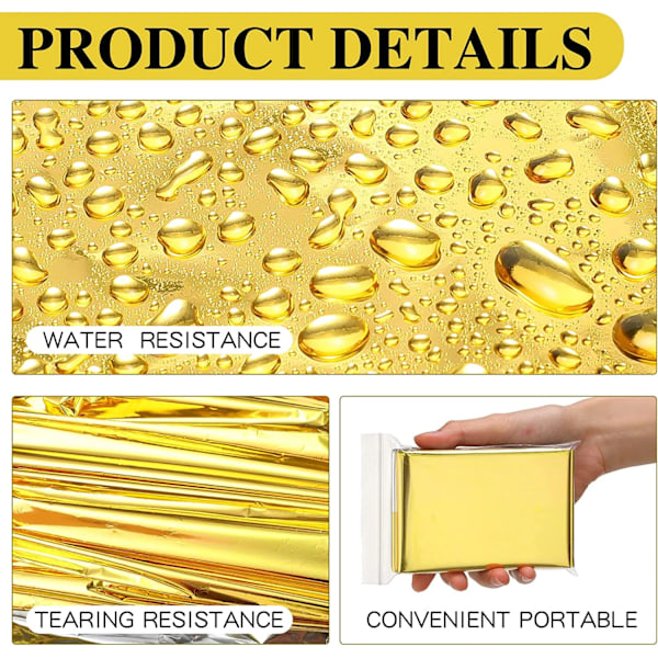20 bitar Utomhus Nödläge Guld-Sliver Survival Fit Vattentät 130X210Cm