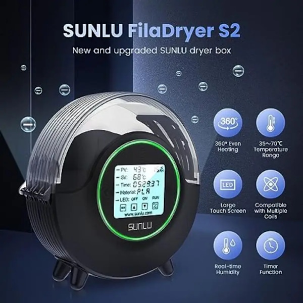 Professionell 3D Priting Tillbehör Filament Torktumlare Låda 360° Omgivning Värme & Max Temperatur Upp  70°C
