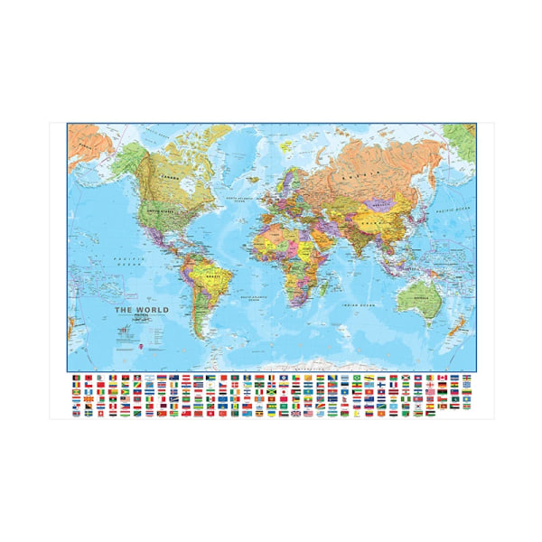 120x80cm bedste kvalitet Verden Kort med Landsflag Non-woven Maleri Væg Kunst Plakat Trykt Billede Hjem Dekor Kontor Skole Ressourcer