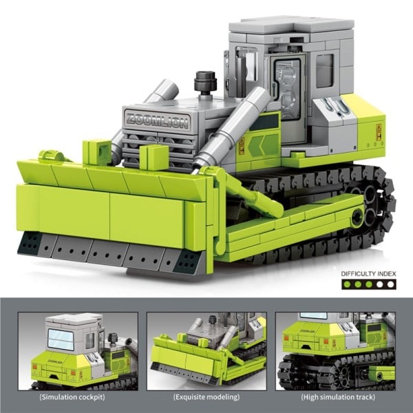 By Teknisk Gravemaskin Bil Bulldoser Bygge Klosser MOC Engineering Kjøretøy Mixer Lastbil Klosser Leker