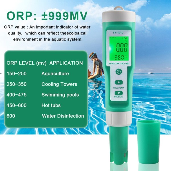 10 in 1 PH/EC/TDS/ORP/H2/Fertile/Salinity/S.G./Rresistivity/Temp  Vatten Kvalitet Meter Digital Multifunktion Tester