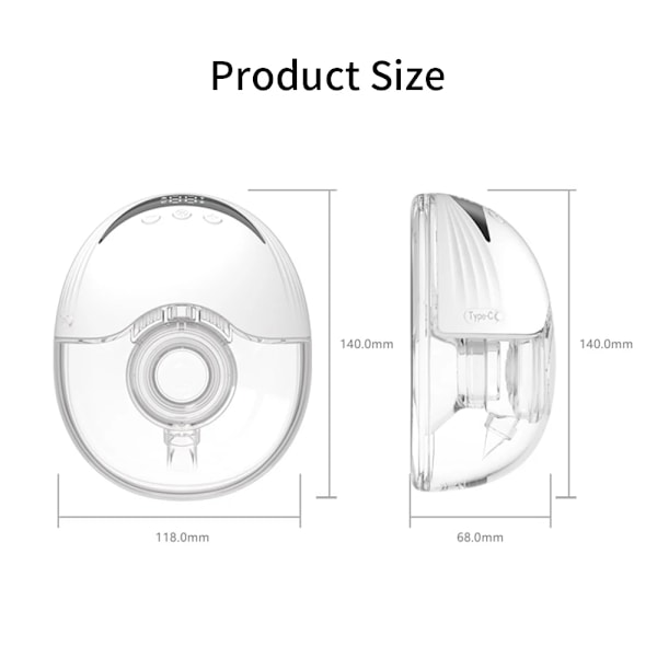 Bærbar bryst pumpe 210ml stor kapacitet håndfri elektrisk bærbar bryst pumpe BPA-fri med LED display 4 tilstande & 12 niveauer