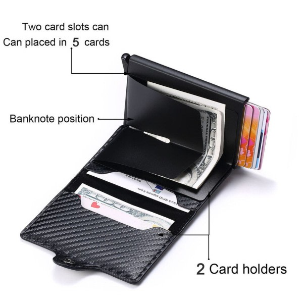 Kredit kort holder Mænd pung RFID aluminium boks bank PU læder punge med penge klip