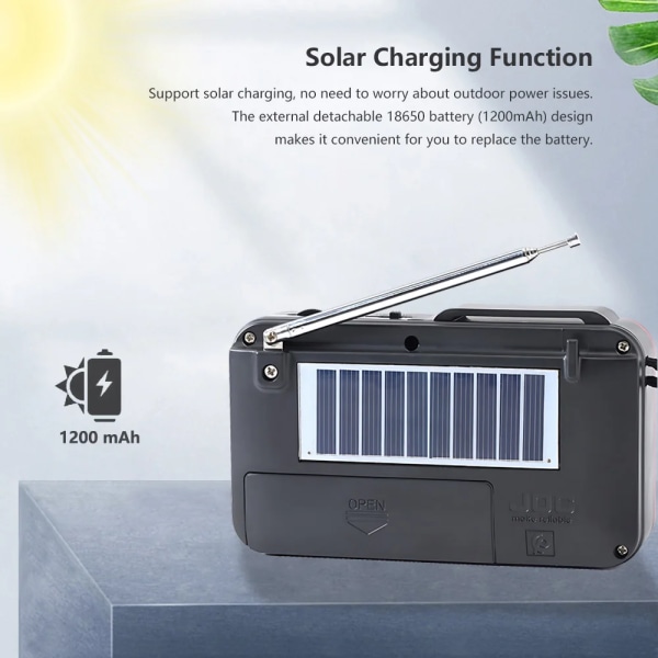 Mini Portabel Pocket FM Radio Solar Laddning Trådlösa Högtalare Support USB TF Card Play Bluetooth-kompatibel