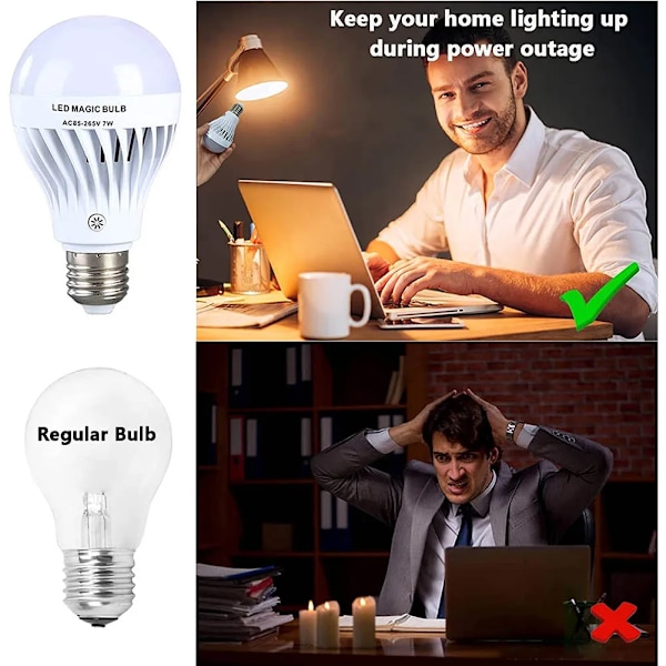 7W E27 Fjärrkontroll Nödläge Ljus Glödlampa Uppladdningsbar Dimning Hushåll LED Lampa