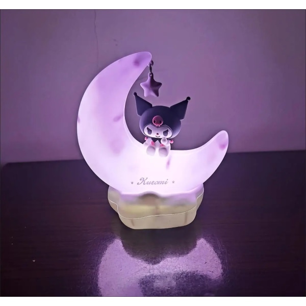 Kuromi  Cinnamonroll Månen LED Ljus Kawaii 3D Tecknad Ornament Söt Skönhet Sovrum Natt Ljus