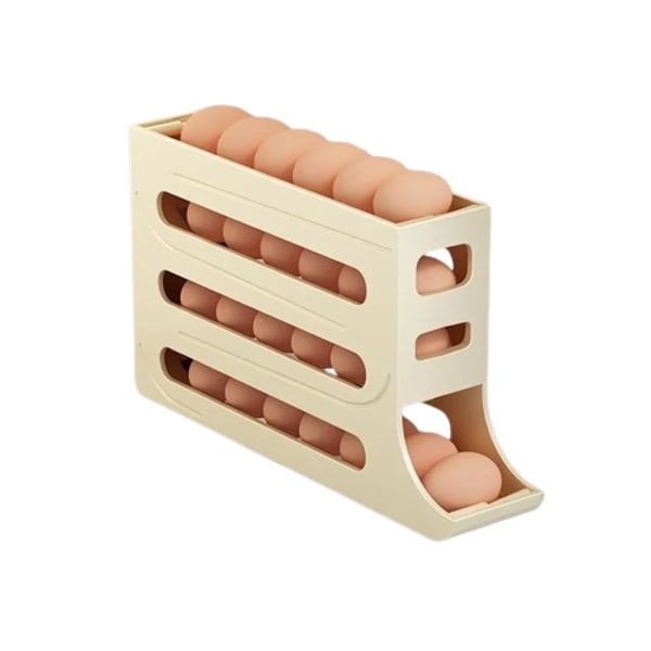 Automatisk rullning Ägg ställ hållare förvaring box ägg korg mat behållare ägg fodral hållare kylskåp förvaring arrangör