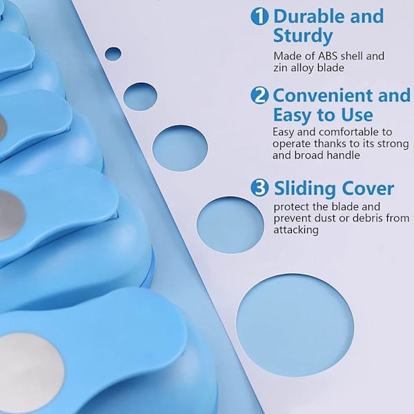 Circle Paper Punch, 5 PCS Circle Punches For Paper Crafts