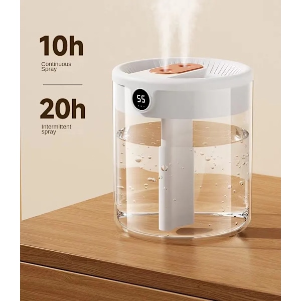 2L Dubbel Spray luftfuktare Atomizer Usb Large Capacity Hem Mute Sovrum Kontor Natt Ljus Digital Display Luftare