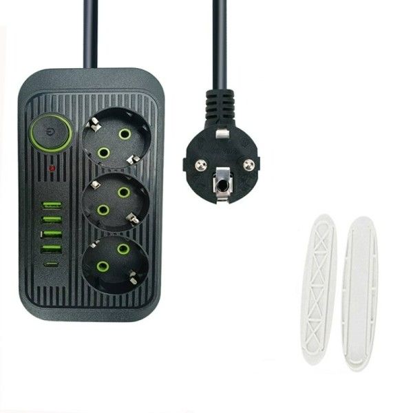 Sähkö pistorasia 3 USB latauksella puhelimille 1,8 M jatkojohto pistorasia