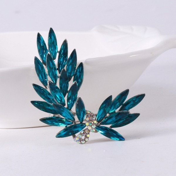 Lyx elegant guld blått färg kristall broscher regnbåge rhinestone legering brosch