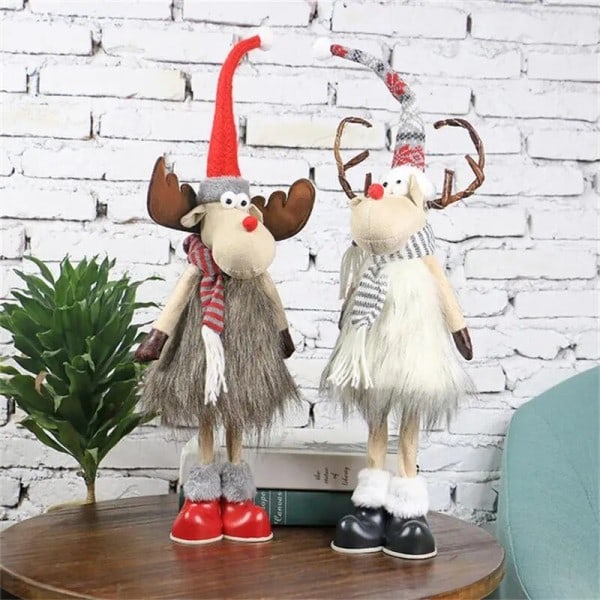 Jul Stor stående Älg docka Navidad Figuriner Ornament Med Ljus Ren