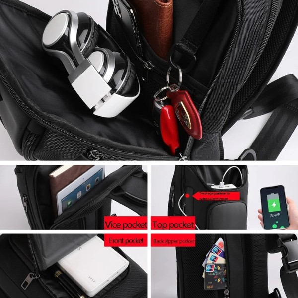Herr Mode Vattentät Multifunktion Crossbody Skulder väskor Pack Messenger Bröst väskor