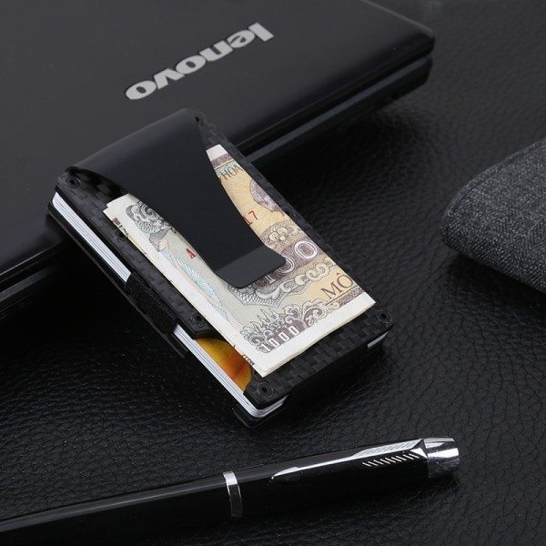 Carbon Fiber Kort Holder Mini Aluminium Metal RFID Magic Mænd's Wallet