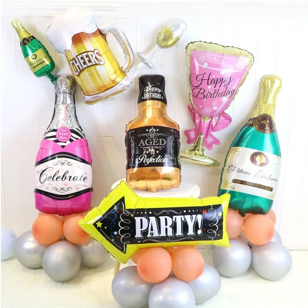 Ainutlaatuinen samppanja viini pullo ilmapallo olut-lasi pikeri ilmapallot syntymäpäivä häät juhlat koriste