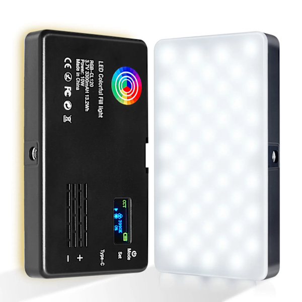 RGB LED Kamera Ljus Full Färg Utgång Video Lampa Kit Dimbar 2500K-8500K Bi-Color Panel Ljus