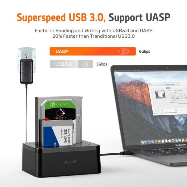 Kaksipaikkainen kiintolevy telakka 2,5% 2F3,5 tuumainen HDD SSD SATA USB C 3.0 HDD telakka asema