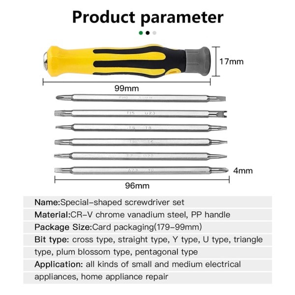 Sikkerhet Sabotasjesikker Magnetisk Skrutrekker Bit Sekskant Torx Skrutrekker Hode Flat Hånd verktøy