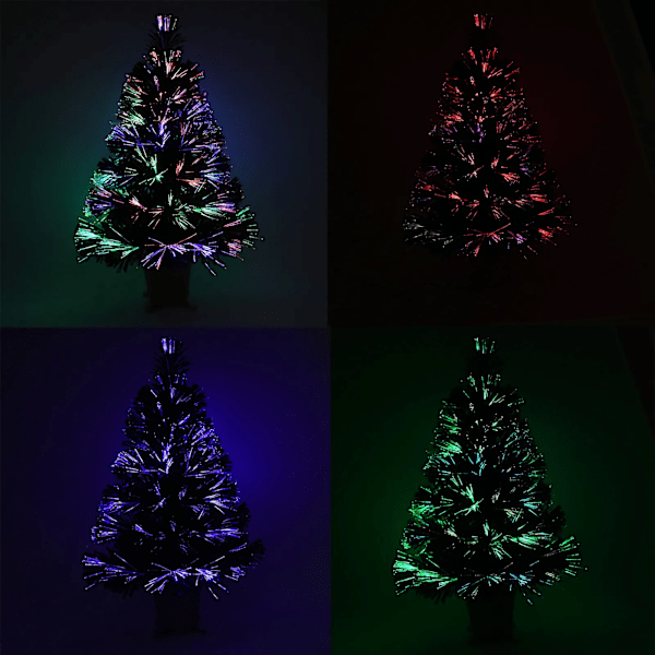 24 Grøn Forbelyst Mini  Fiber Optik Bordplade Kunstig Juletræ med LED lys