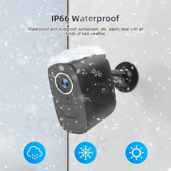 4MP Wifi Batteri Driv CCTV Kamera PIR Detektering Utomhus IP66 Trådlös Säkerhet Övervakning Kamera