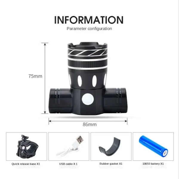 15000LM T6 LED Light Cykel Tillbehör Cykel Light Set