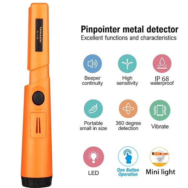Bedste kvalitet Portable TC-110 Metal Detektor pointer Pinpoint GP-pointer Hånd Hold Metal Detektor Positionering Stang Detektor IP68 vandtæt