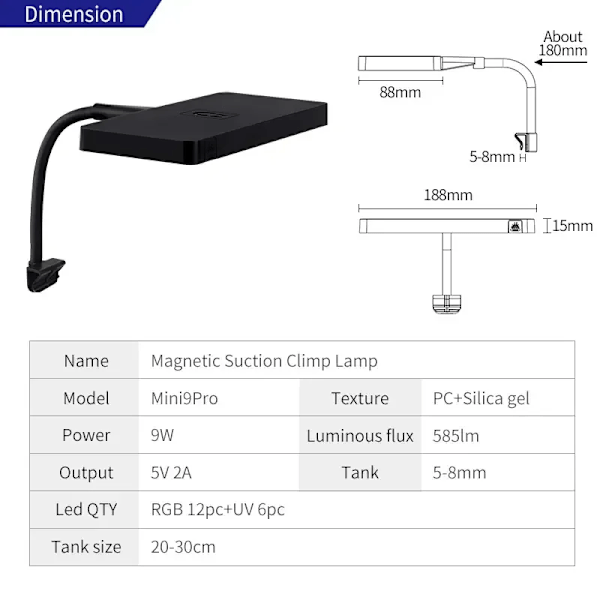 USB akvarium ljus Plant Grow Full spektrum LED