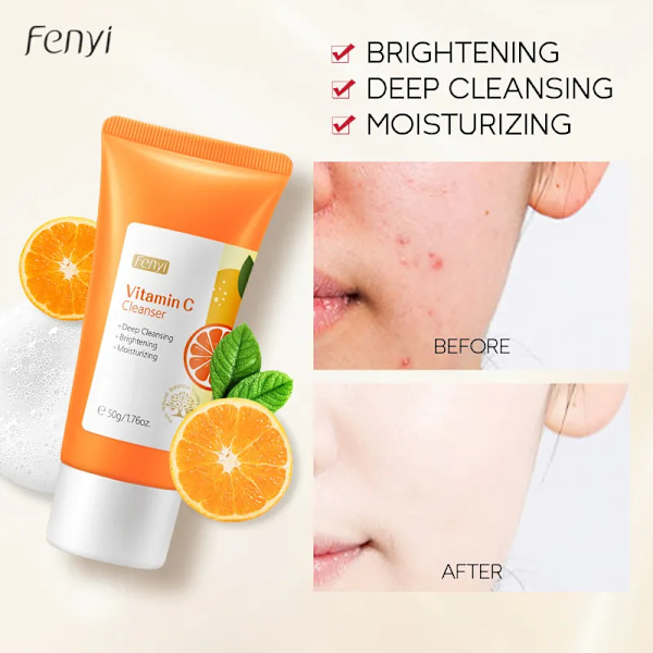 Vitamin C Ansiktsbehandling Rengöring Hud Rengörande Återfuktande Anti akne Pormask Ta bort Hudvård Ansikte Tvätta