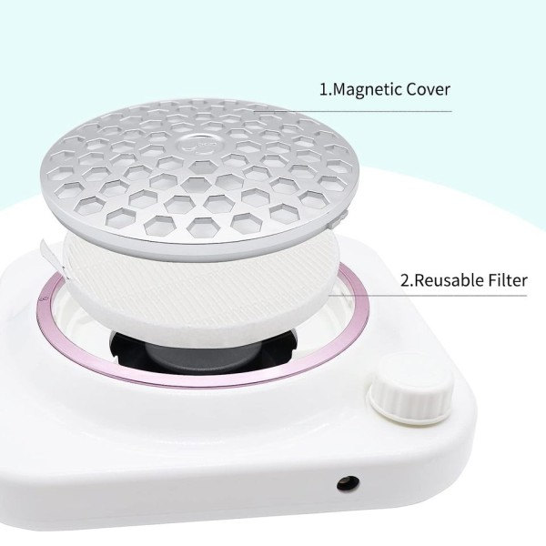 Nagel Dammsamlare Med Återanvändbart Filter Kraftfull Vacuum Fläkt Akryl Nagel Tech Damm Samlare