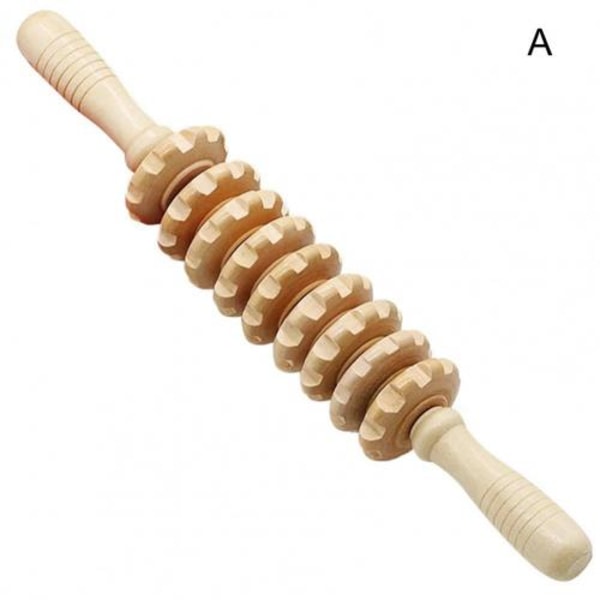 Ihoystävällinen Fascia Hieronta Stick Hieronta Liukumista estävä kahva Puu uritettu Gear Monitoiminen Smooth Roller hierontalaite