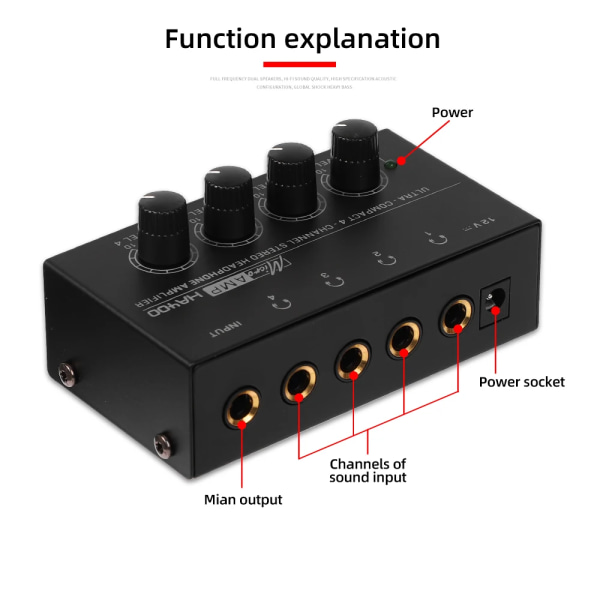 Professionel 4 kanaler Mini o Stereo Hovedtelefon Forstærker HA400 Ultra-kompakt lyd forstærker Med strøm adapter