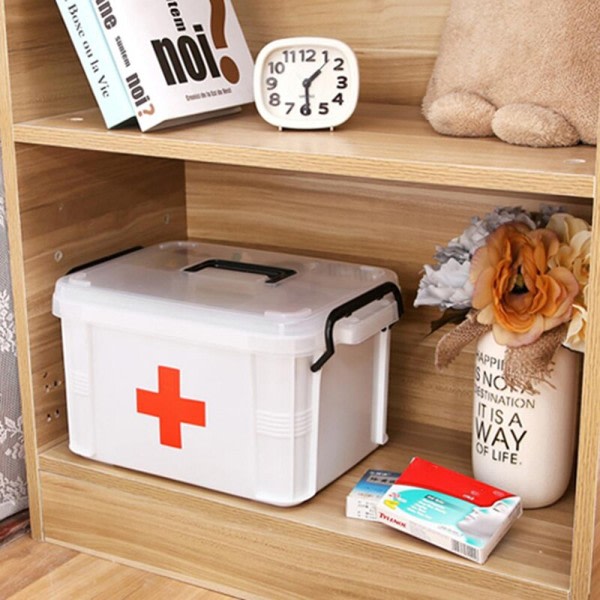 Første hjælp kit medicin opbevaring boks bærbar nødboks husholdning dobbelt  lag medicin æske d606 | Fyndiq