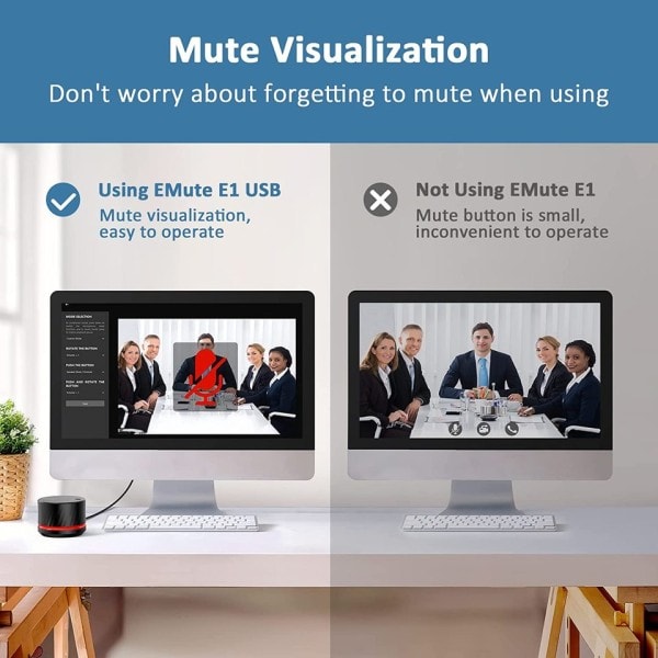 USB Volum Kontroll knapp EMEET USB Multimedia Kontroller knapp med Ett-klikk Mute Function og Musikk Switching Multimedia Control
