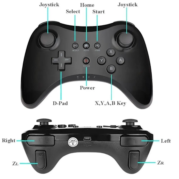 Trådlös Classic Pro Controller Joystick Gamepad för Nintend wii U Pro med USB kabel Trådlös Controller