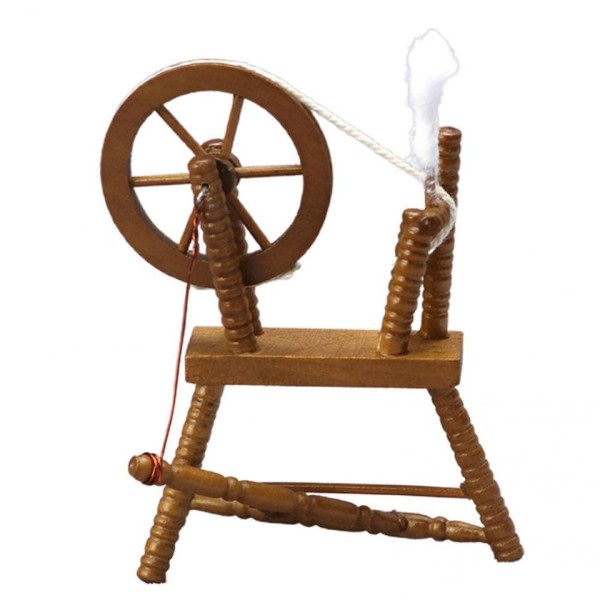 Kreativ miniature snurrehjul bedårende dekorativ letvægt 1/12 vægt dukkehus træ snurrehjul
